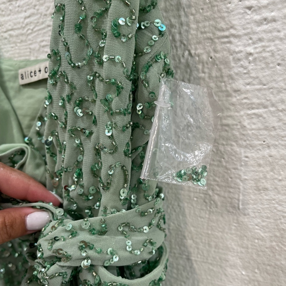 Alice Olivia Celestine Embellished Wrap Minidress - Picture 4 of 8